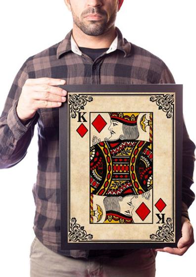 Imagem de Quadro Baralho Poker Arte Rei De Ouros Jogo Cartas