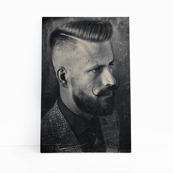 Imagem de Quadro Barbearia Fotografia Vintage Retro Canvas 60x40cm