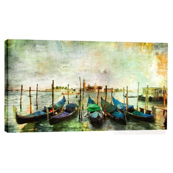 Imagem de Quadro Barcos Verde 55x100cm