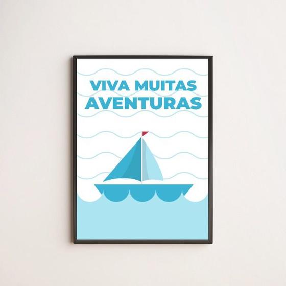 Imagem de Quadro Barquinho Viva Minhas Aventuras 24x18cm - com vidro