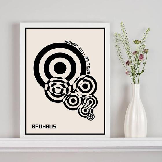 Imagem de Quadro Bauhaus Círculos Bege e Preto 33x24cm - com vidro