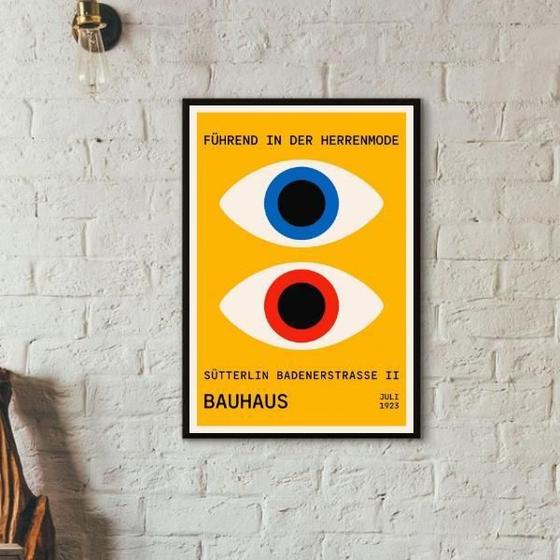 Imagem de Quadro Bauhaus Poster Olhos - Amarelo 33X24Cm - Com Vidro