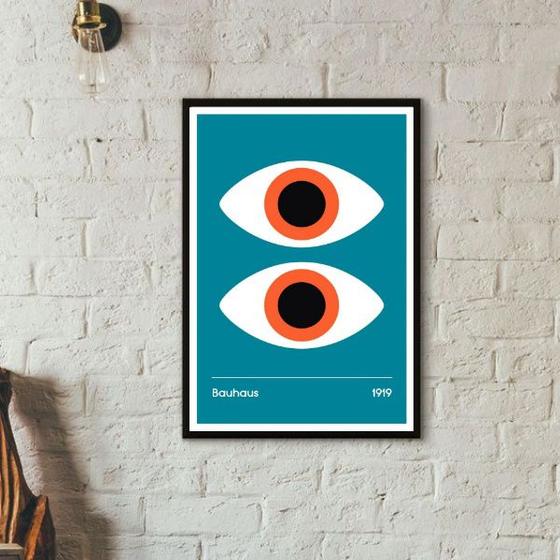 Imagem de Quadro Bauhaus Poster Olhos - Azul 24x18cm - com vidro