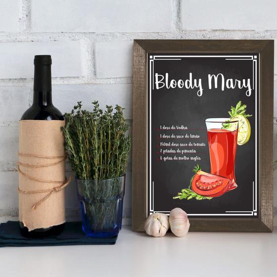 Imagem de Quadro Bebida Bloody Mary 22x32cm Moldura Marrom