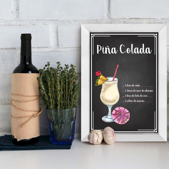Imagem de Quadro Bebida Piña Colada 22x32cm Moldura Branca