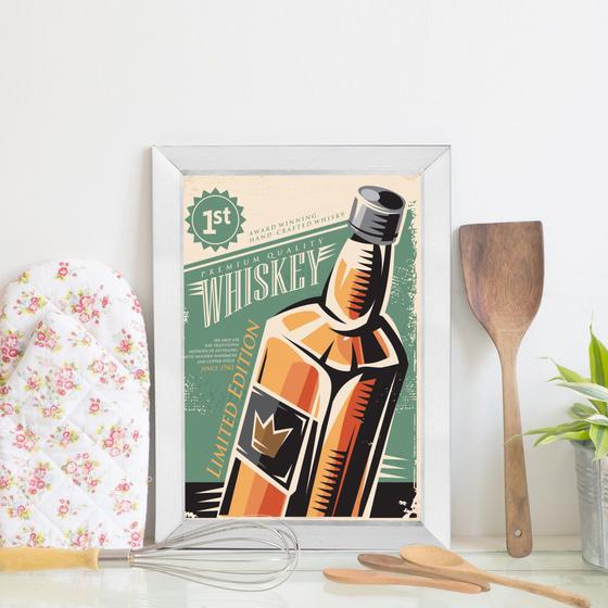 Imagem de Quadro Bebida Vintage Whisky 22x32cm Moldura Branca