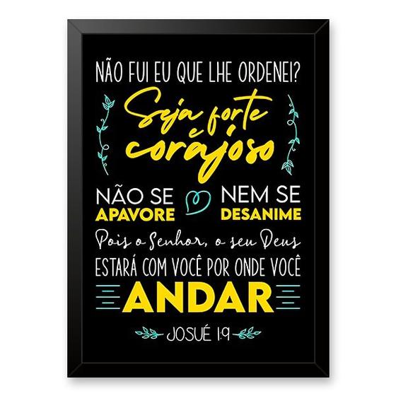 Imagem de Quadro Bíblico Seja Forte e Corajoso 33x24cm - com vidro