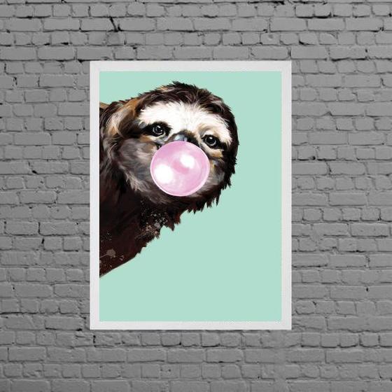 Imagem de Quadro Bicho Preguiça Bubble Gum 45x34cm - com vidro