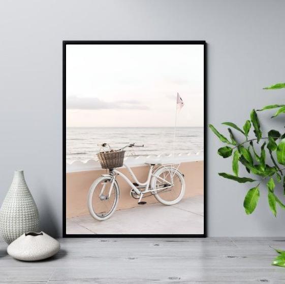 Imagem de Quadro Bicicleta Na Praia 24x18cm - com vidro