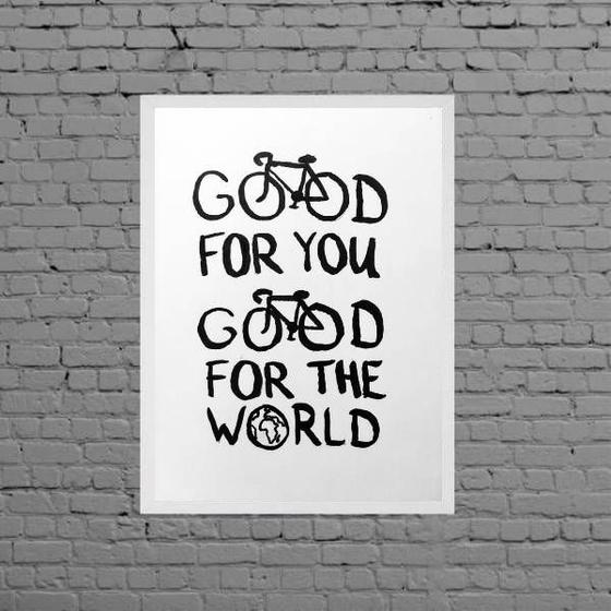 Imagem de Quadro Bike Good For You And World 24x18cm - com vidro