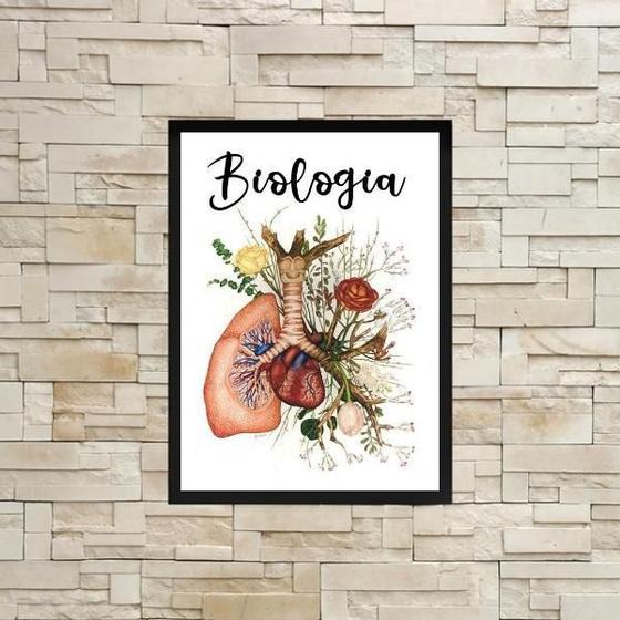 Imagem de Quadro Biologia Pulmão Com Flores 45X34Cm - Com Vidro