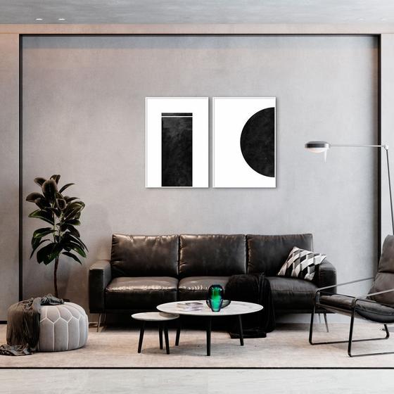 Imagem de Quadro Black Minimalist 88x60 2-60x43 Filete Branco Moldura Filete, Branca