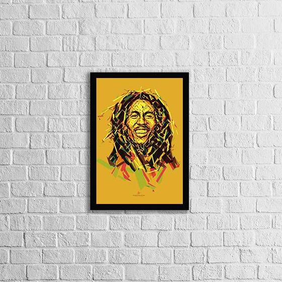 Imagem de Quadro Bob Marley Amarelo 24x18cm - com vidro