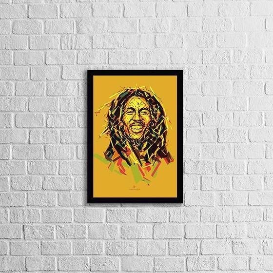 Imagem de Quadro Bob Marley Amarelo 45x34cm - com vidro