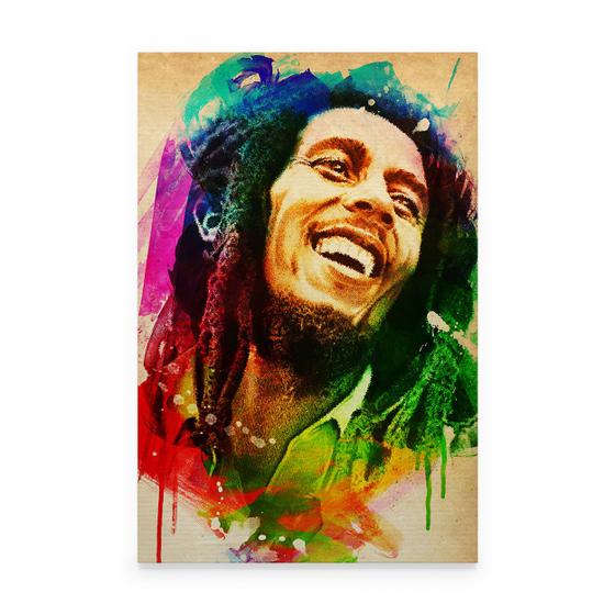 Imagem de Quadro Bob Marley Aquarela Decorativo Sala Quarto Grande Canvas Reggae - Bimper