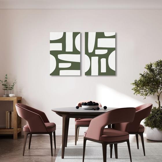 Imagem de Quadro Boho Orgânico Verde 62x43 2-43x30 Sem Moldura Sem Moldura