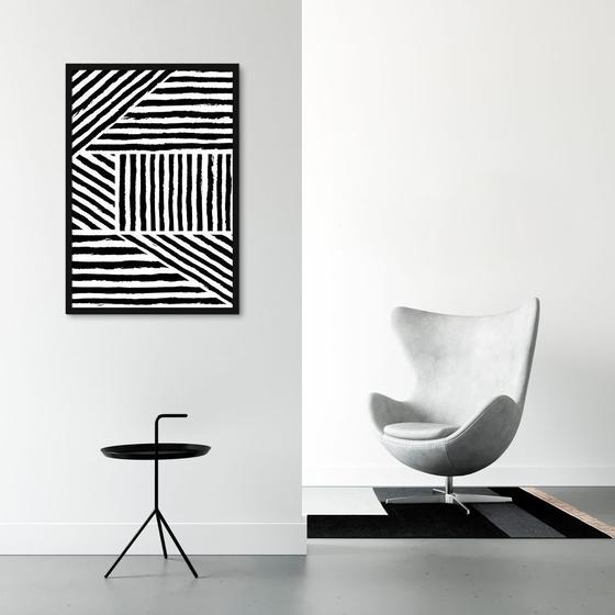 Imagem de Quadro Boho Zebrado 60x43 Caixa Preto Moldura Caixa, Preta