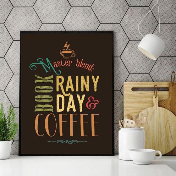 Imagem de Quadro Book Rainy Day e Coffee 24x18cm - com vidro