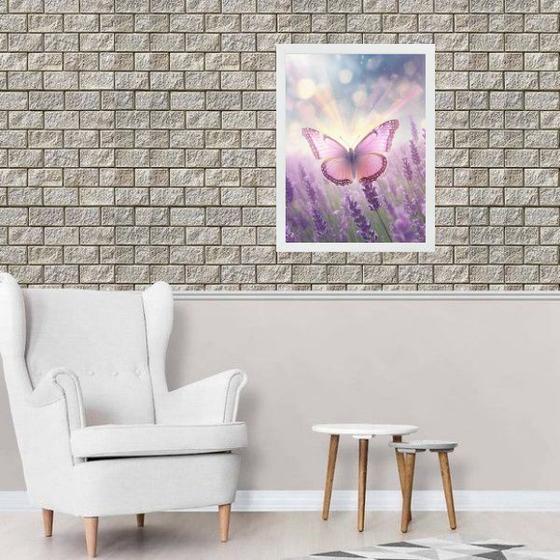 Imagem de Quadro Borboleta Rosa Campo Lavanda 24x18cm - com vidro