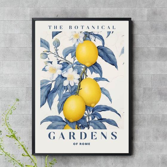 Imagem de Quadro Botanical Gardens - Azul e Amarelo 33x24cm - com vidro