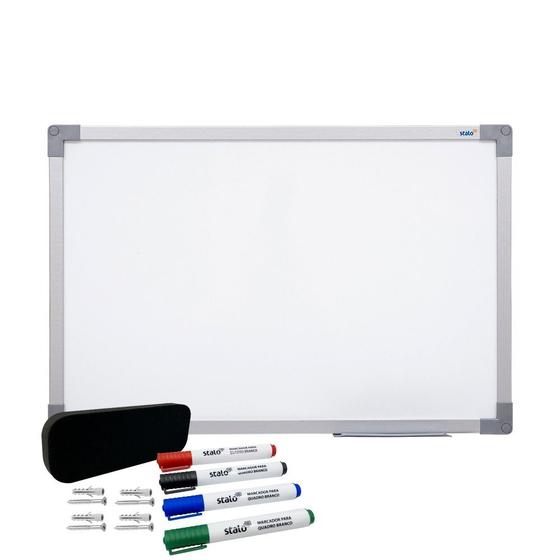 Imagem de Quadro Branco 90x60 Moldura em aluminio soft com apagador e 4 Caneta