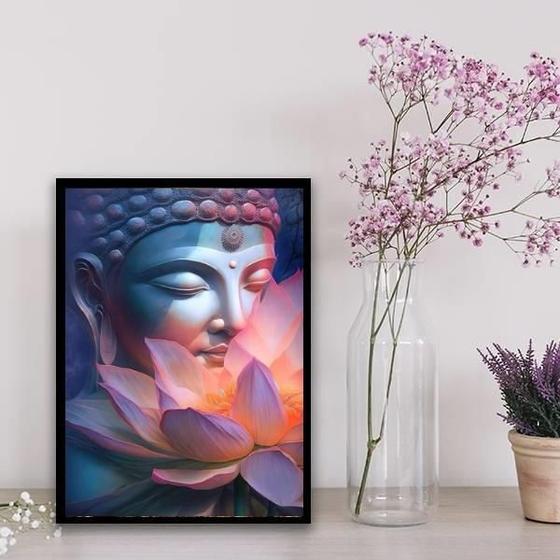 Imagem de Quadro Buda Flor De Lotus 45X34Cm Preta