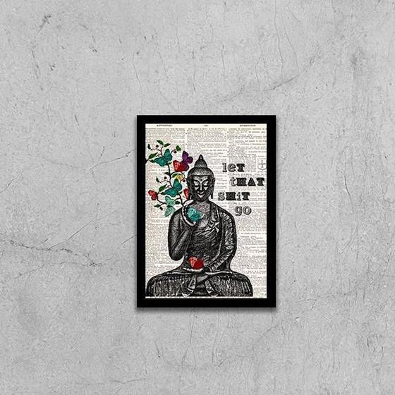 Imagem de Quadro Buda Let That Shit Go 24x18cm