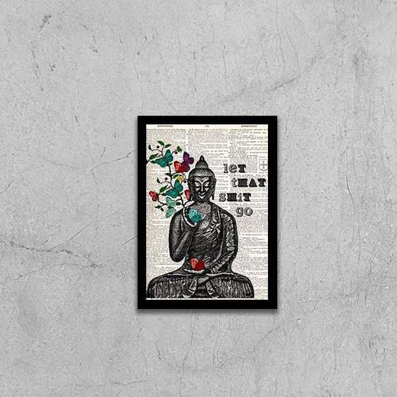 Imagem de Quadro Buda Let That Shit Go 33x24cm - com vidro