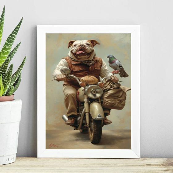 Imagem de Quadro Bulldog Motociclista 45x34cm