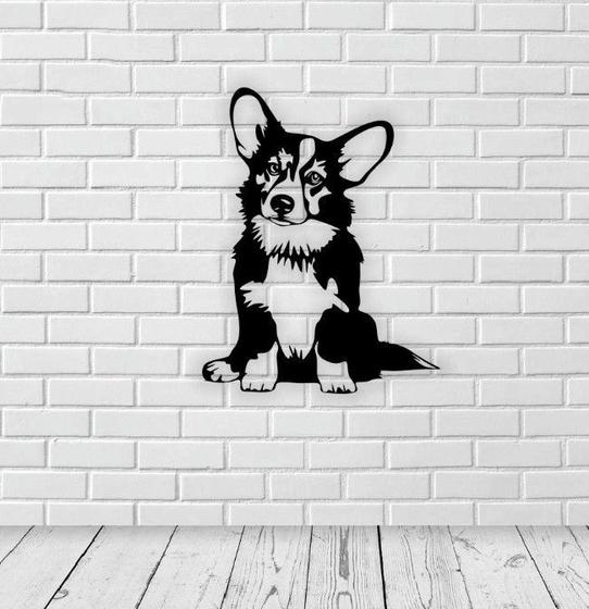 Imagem de Quadro Cachorro Corgi  Vazado  29x19cm Mdf 3mm Decoração