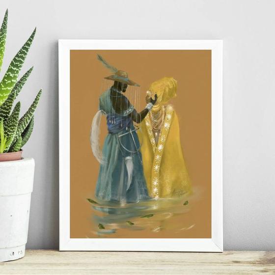 Imagem de Quadro Candomblé Oxum e Logun 45x34cm - com vidro
