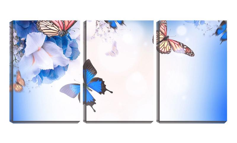 Imagem de Quadro canvas 30x66 as borboletas nas flores