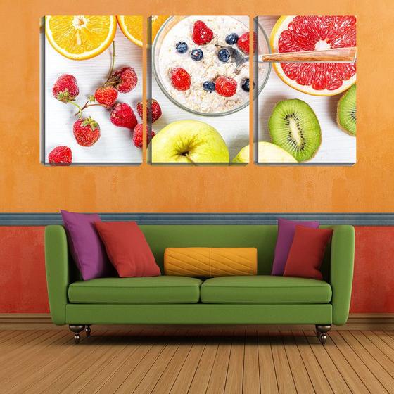 Imagem de Quadro canvas 30x66 cereal e frutas pela manhã