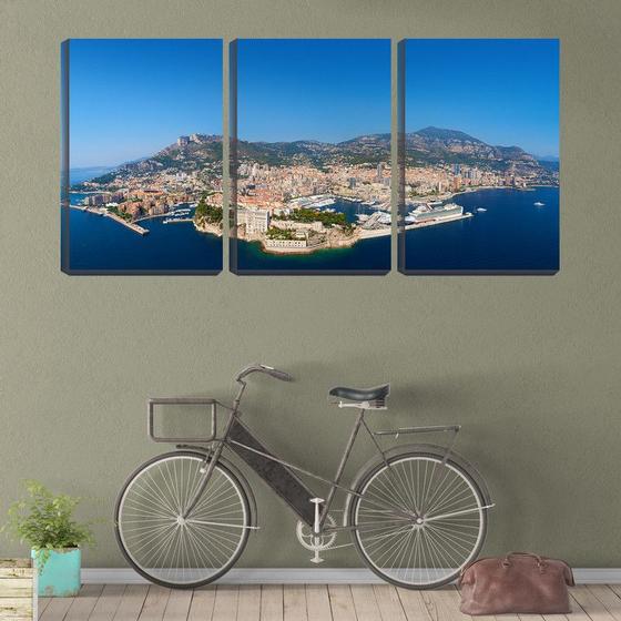 Imagem de Quadro canvas 30x66 cidade ao redor de montanha