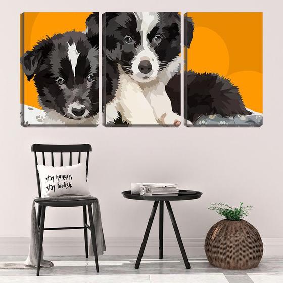 Imagem de Quadro canvas 30x66 desenho de dois cachorros