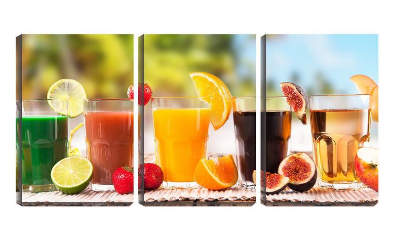 Imagem de Quadro canvas 30x66 diversos drinks de frutas