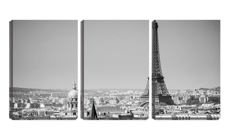 Imagem de Quadro canvas 30x66 torre Eiffel em paris pb