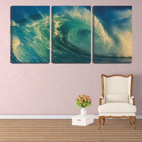 Imagem de Quadro canvas 30x66 túnel de onda no mar