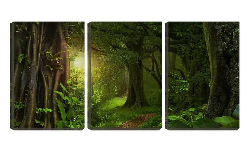 Imagem de Quadro canvas 45x96 árvores na floresta arte fantasia