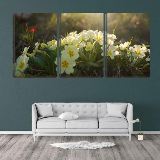 Imagem de Quadro canvas 45x96 pequenas flores brancas