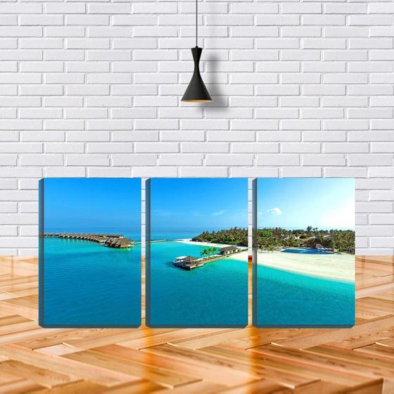 Imagem de Quadro canvas 45x96 resort sobre água cristalina do mar