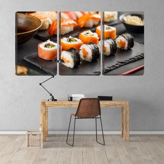 Imagem de Quadro canvas 45x96 tábua com sushis