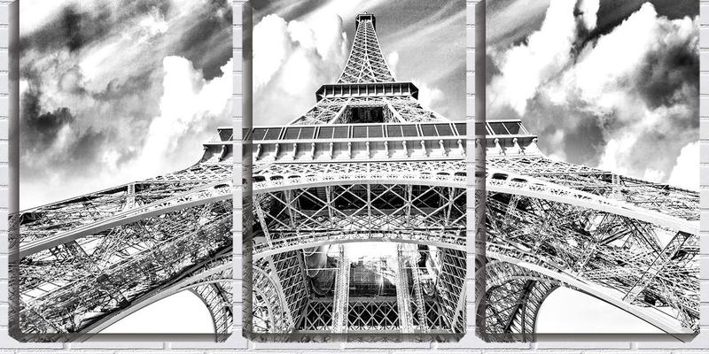 Imagem de Quadro canvas 45x96 torre Eiffel para o céu pb