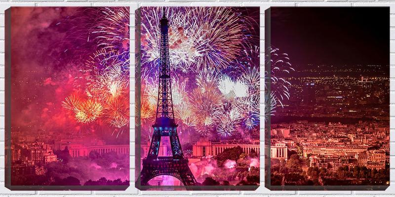 Imagem de Quadro canvas 45x96 torre eiffel reveillon