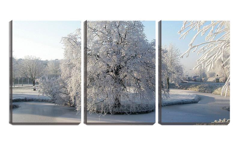 Imagem de Quadro canvas 55x110 árvore coberta de neve