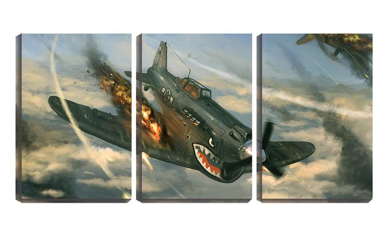 Imagem de Quadro canvas 55x110 avião de guerra caindo arte