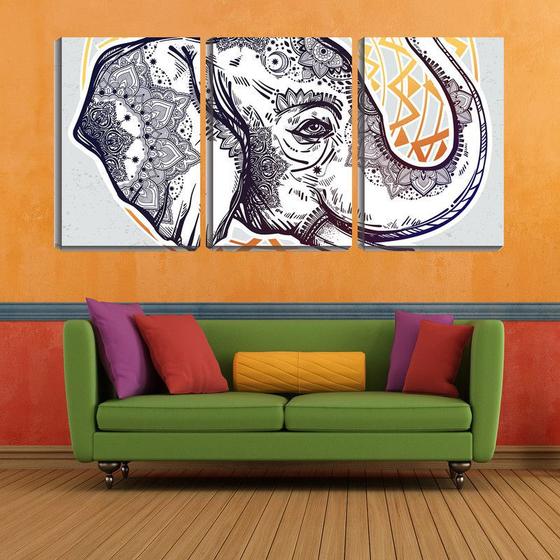 Imagem de Quadro canvas 55x110 cabeça de elefante arte