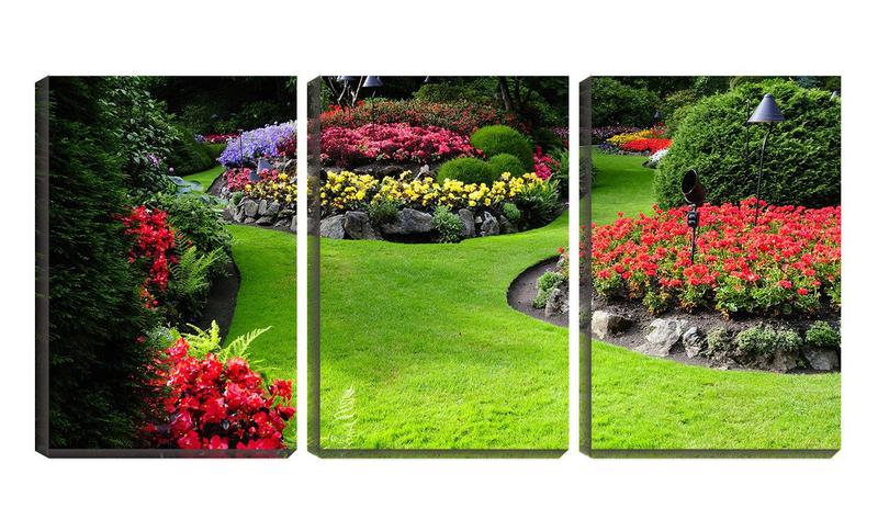 Imagem de Quadro canvas 55x110 jardim colorido de flores