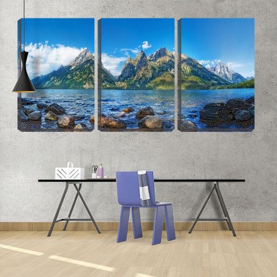 Imagem de Quadro canvas 55x110 montanhas sob céu azul