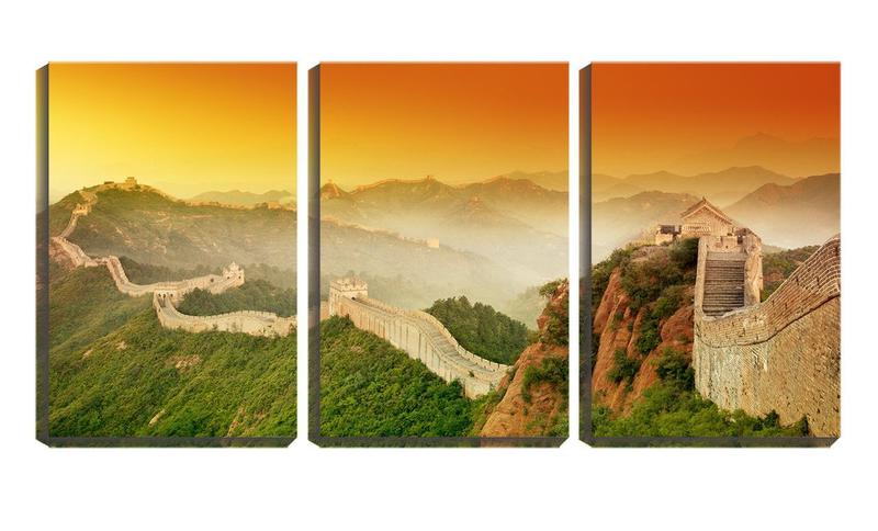 Imagem de Quadro canvas 55x110 muralha chinesa entre montanhas